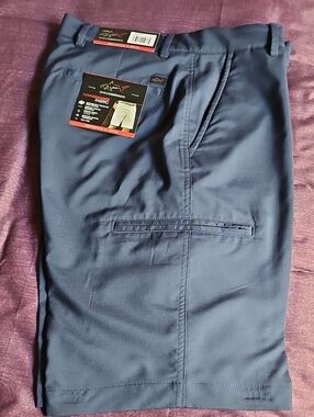 Greg Norman Collection Navy Performance Flat-Front Shorts